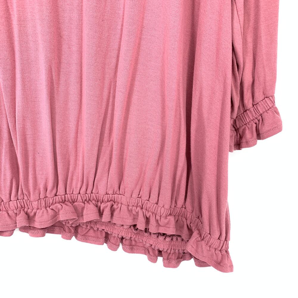 Lane Bryant Blouse Women's Size 22/24 V-Neck Ruffle Long Sleeve Pink - Picture 4 of 6